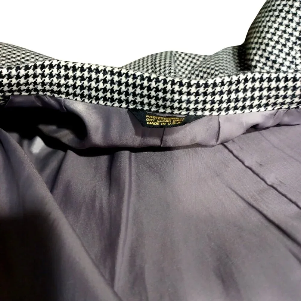 VTG Linett LMT Wool Blazer Dark Academia Poetcore Houndstooth Jacket Mens SZ 44